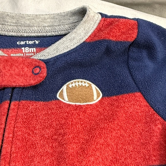 Carter's - 18 M - Navy and Red Fleece Onesie Sleeper - Picture 2 of 4